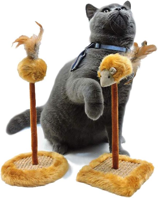 OWLFAVO Mouse with Feather Interactive Motion Cat Toy, 2 in 1 Fun Swing Spring Teaser with Squeak Sound, Soft Natural Feather for Exercise, Fur Mice Pet Game for Cats and Kitten