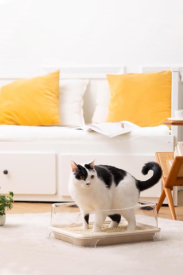 5-Pack Disposable Litter Boxes, Includes 1 Reusable Plastic Splash Shield. Low Entry for Senior Cats, Travel, Guinea Pigs, or Rabbits