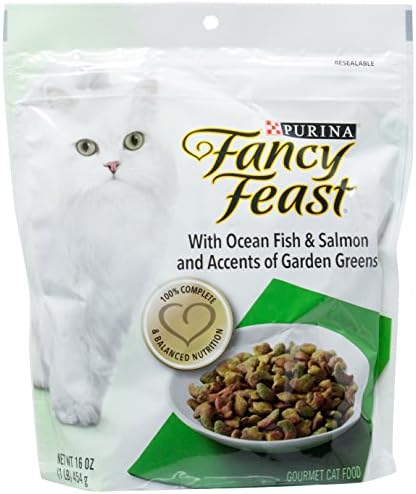 Fancy Feast Cat Food, 16 Oz, with Ocean Fish Salmon -Gourmet Dry Blend SS Pet Training Whistle, Ideal for Sensitive Stomachs, Compatible with Regular Feeding Regimen (Pack of 3)