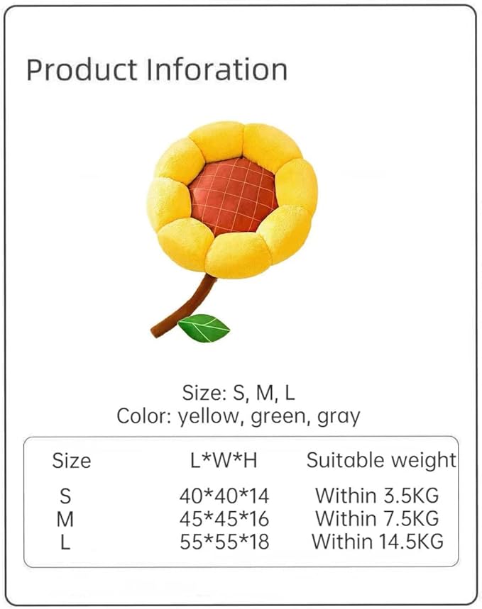 Cat Nest Flower Shape Cat Sofa Bed Cute and Comfortable Pet Cat House Thickened Non-Slip Soft Pet Bed Suitable for Small Cats and Dogs (M,Gray)