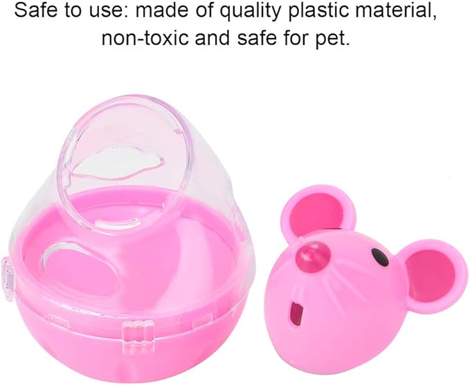 Cat Treat Dispenser Toy, Small Cat Food Balls Slow Feeder, Mice Tumbler Design Cat Food Toy Cat Enrichment Toys for Pet Interactive Training and Food Dispensing (Pink)