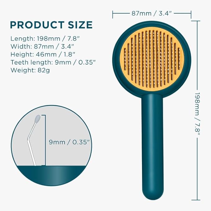 HICC GROOM! Grooming Brush for Pets, Self Cleaning Cat Brush with Release Button, Shedding Brush for Short or Long Haired Cats/Dogs/Rabbits, Massage Removes Loose Fur, Tangles (Blue)