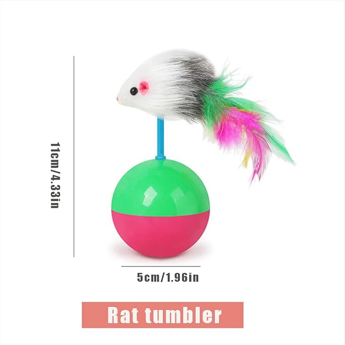 PacabaPacaba Cat Toy, Roly-Poly Mouse Self-Hey Funny Cat SticK Kitten Kitty Anti-Boring Artifact Feather Mouse Toy Interactive for Indoor