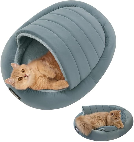 BALANCE 2 in 1 Cat Bed Cave for Kittens and Small Dogs, Cat Tents for Indoor Cats, Covered Cat Beds with Removable Cushion, Calming Cat Nest, Cat Hideaway, Washable Cat House with Non-Slip Bottom