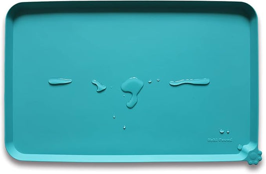 Hoki Found Silicone Pet Food Mats Tray - Non Slip Pet Dog Cat Bowl Mats Placemat - Dog Pet Cat Feeding Mat - Waterproof Dog Cat Food Mats -Pet Water Mats for Floors -Teal