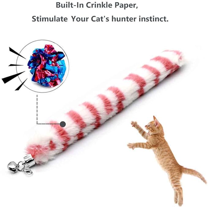LASOCUHOO Cat Worm Toys, (3 Packs) Interactive Cat Wand Replacement, Cat Wand Refill Attachments for Indoor Cats, Fit for Most Cats