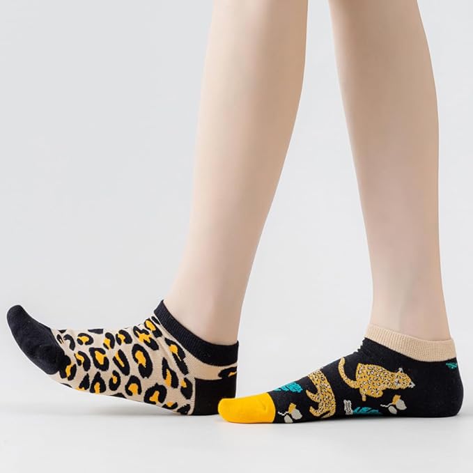 2 Pairs Funny Cartoon Animal Print Cotton Ankle Socks for Women Teens