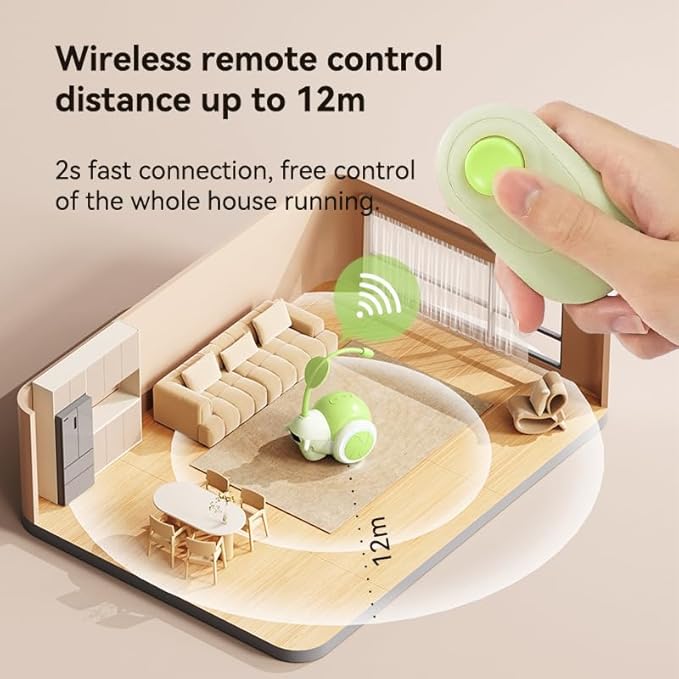 Remote Control Cat Toy with Three-Speed Adjustment,Snail Automatic Cat Toy Moving 4 Directions,Interactive Smart Sensing Cat Toys for Bored Indoor Adult Cats (Green)