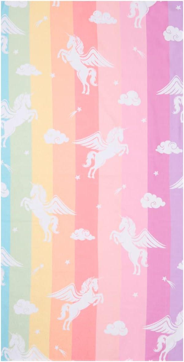 LIVILAN Small Unicorn Towel for Kids Girls, Pink Rainbow Beach Towel for Women Teens 24” x 48”,Lightweight Soft Microfiber Blanket, Quick Dry Sand Proof Thin Travel Pool Picnic Bath Towel Gifts