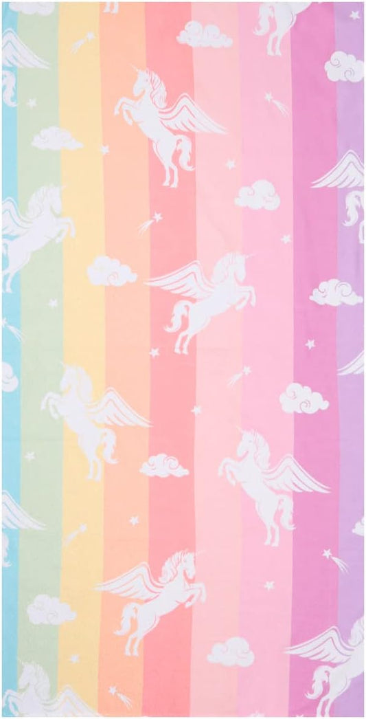 LIVILAN Small Unicorn Towel for Kids Girls, Pink Rainbow Beach Towel for Women Teens 24” x 48”,Lightweight Soft Microfiber Blanket, Quick Dry Sand Proof Thin Travel Pool Picnic Bath Towel Gifts