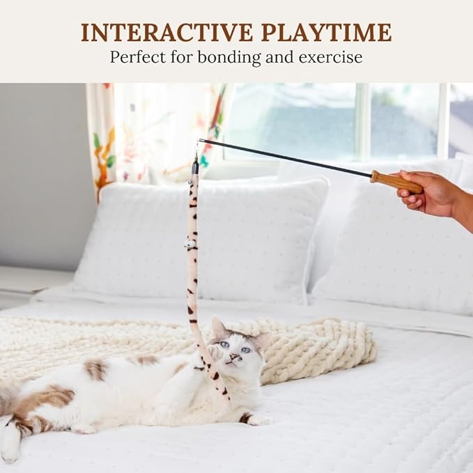 Cat Toy Wand Cat Toys Set Cat Fishing Pole Toy Retractable Interactive Kitten Toys Fishing Rod Cat Toy Cat Teaser Wand Cat Wand Toys For Incdoor Cats Cat Worm toy Fuzzy Worm Kitten Toys Interactive
