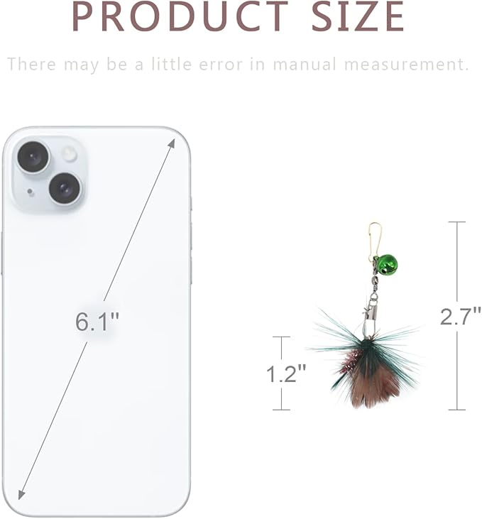 SONGWAY Mini Cat Wand Toy Replacement - 10 Pieces Insect Worm Cat Toys Attachments, Cat Feather Toy Refills