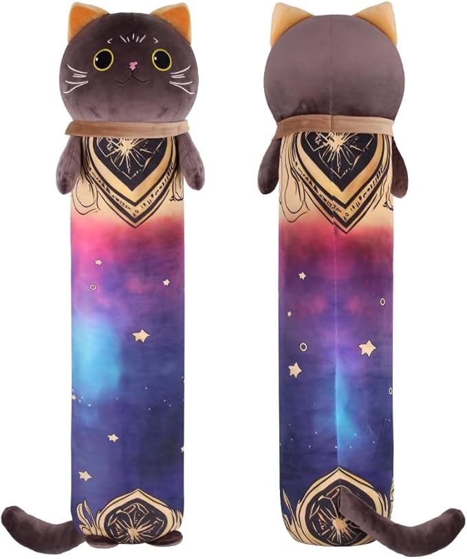 MerryXD Kawaii Long Cat Plush Body Pillow, 36”Soft Cute Black Stuffed Animals Plushies, Kids Big Doll Toys, Ideal Gifts for Cuddles,Girls,Girlfriend,Boys,Birthday,Christmas,Halloween,Valentine's Day
