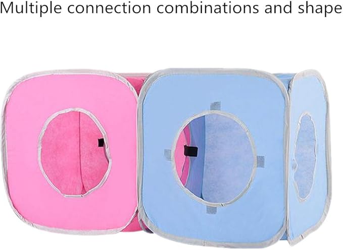 Citmage Cat Cube Pop Up Non-Woven Fabric Play Tent Toy with Hook and Loop,3 Peek Holes Collapsible,Lightweight,Provide Exercise Game for Cats,Kitties,Puppies (Pink)