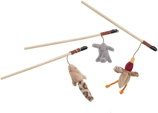 Ethical Pets Bulk Buy (3-Pack) Skinneeez Forest Friends Wand for Cats 12 inch Rabbit, Duck Or Chipmunk 2727