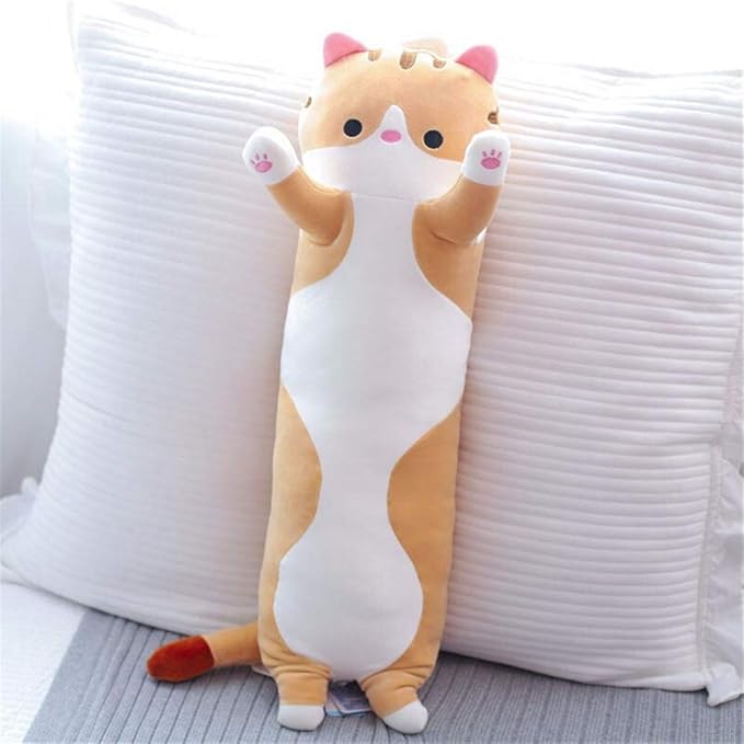 shangman Lovely Plush Cat Doll Cute Cartoon Soft Stuffed Kitten Long Throw Sleeping Pillow Toy Gift for Kids Girlfriend Multiple Size (Brown,50cm/19.6in)