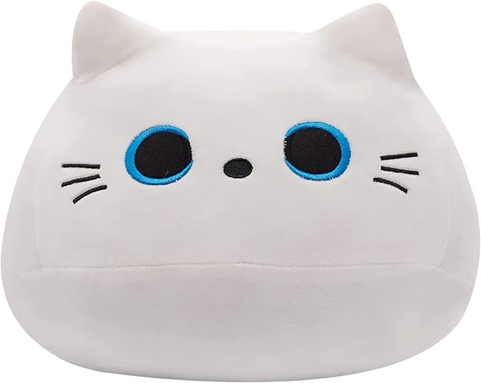 10'' Soft Cute White Cat Plush Toys, Soft Squishy Plushies, Perfect Home Decoration Gift for Cat Lovers, Kids, Boys, Girls (White, 10 Inch)