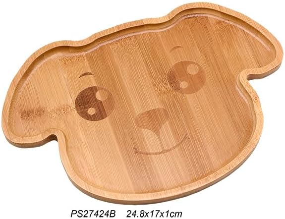 4915, Bamboo Food Plates for Snacks Appetizer Fruit Vegetable | Children Meal Plate | Picnic Kitchen Party | Eco-Friendly Plates, Dog Face Shaped, 9.75"X6.75", 2 Pack