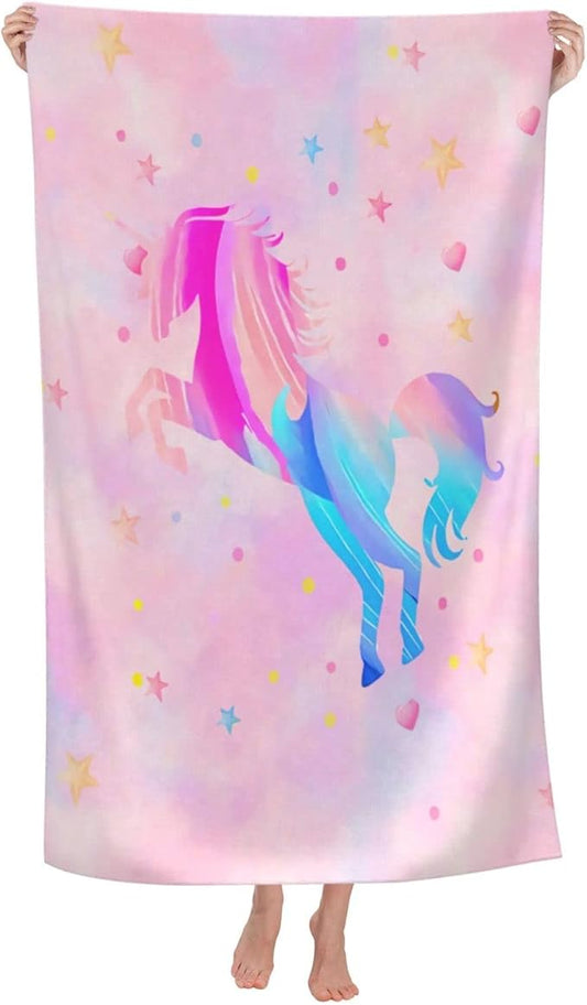 Unicorn Beach Towel for Girls, Personalized Beach Towels for Kids Microfiber Beach Towels Bulk, Cute Beach Towel, Quick Dry Pool Towel 30"x 60"
