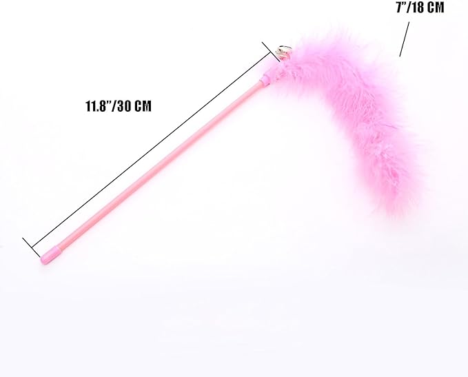 IUHKBH Cat Wand Toys, 3 PCS Interactive Cat Feather Toys Colorful Cat Teaser Wand with Bell for Cats and Kitties