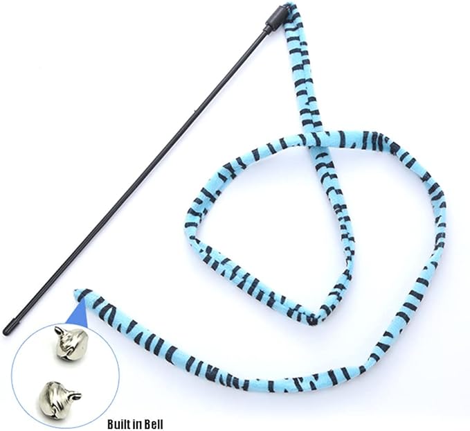 IUHKBH Cat Wand Toys, 3 PCS Flexible Cat String Wand Leopard Ribbon Cat Teaser Wand Cat Wands for Cat Training Exerciser