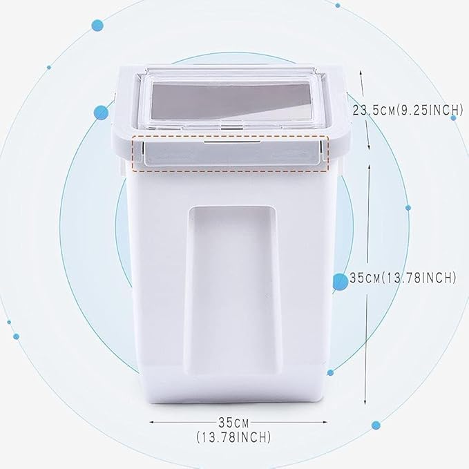 YXQ 2Pcs Dog Food Storage Container Airtight Box Grey,10kg Bulk Dry Food Grain Storage Barrels Sealed Bucket,Pets Food Bin with Seal Locking Lid, Wheels,Measuring Cup,1pcs Scoops(Random Color)