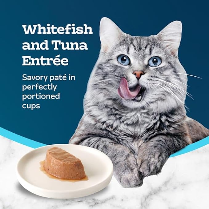 Blue Buffalo Blue Tastefuls Spoonless Singles Whitefish and Tuna Entree Adult Pate Wet Cat Food, 2.6 oz., Case of 10