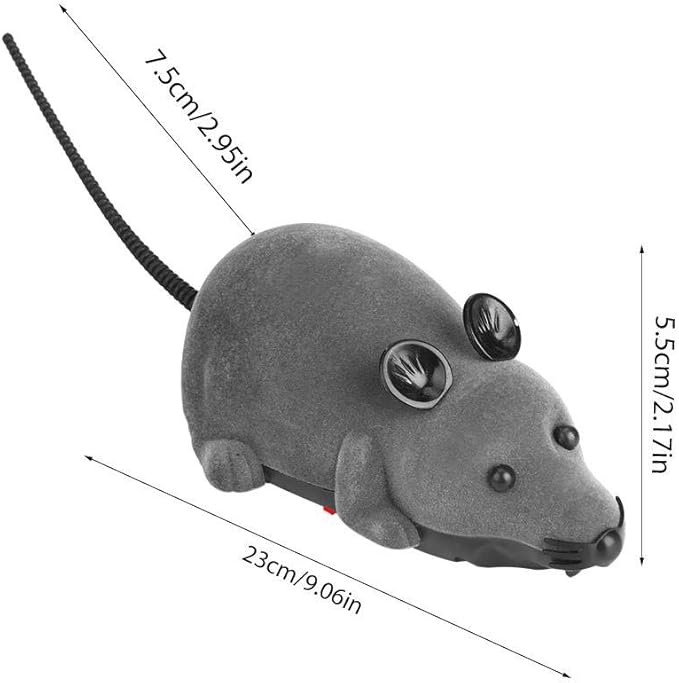 Fdit Electronic Mice Toy Furry Cute Pet Cats Mouse Catcher Animals Toys Funny Rat Novelty Gift with Remote Control(Grey)