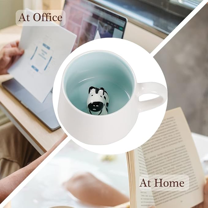 BigNoseDeer Zebra Mug Cute Mugs with 3D Zebra Inside Ceramic Coffee Mug Tea Cup with Spoon and Lid Cool Stuff Birthday Mother's Day Cute Gifts for Women Kids 12oz（Zebra）