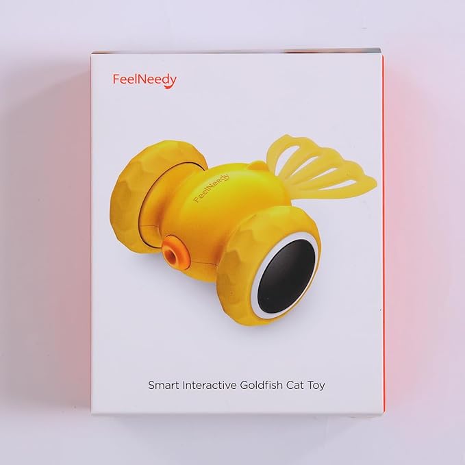 Interactive Cat Toys, Goldfish Automatic Cat Toy Interactive with LED Light for Indoor All Breed Cat, Self Moving Electric Cat Toy USB-C Rechargeable (Red)