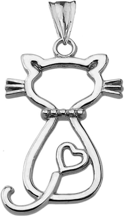 Animal Kingdom Unique Sterling Silver Openwork Backwards Cat Charm Pendant