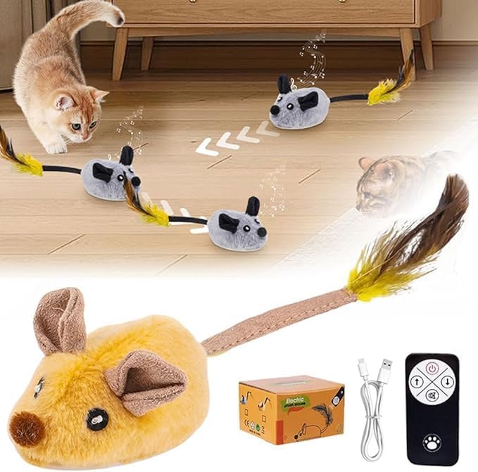 Remote Control Mouse Toy,2024 New Remote Control Cat Toys Mice Electronic Moving Toy,Interactive Cat Toy Mouse Moving Cat Toys for Indoor Cats