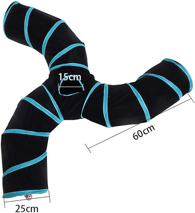 iHOO Cat Tunnels S-Way Crinkle Play Toys Collapsible Tube with Ball Maze Cat House Pet Interactive for Cat Puppy Kitten Rabbit 3-Way Tunnel