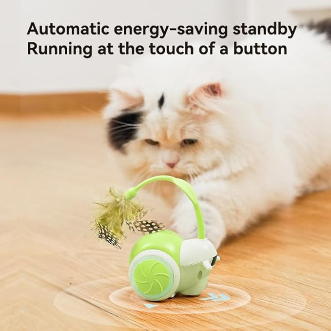 Remote Control Cat Toy with Three-Speed Adjustment,Snail Automatic Cat Toy Moving 4 Directions,Interactive Smart Sensing Cat Toys for Bored Indoor Adult Cats (Green)