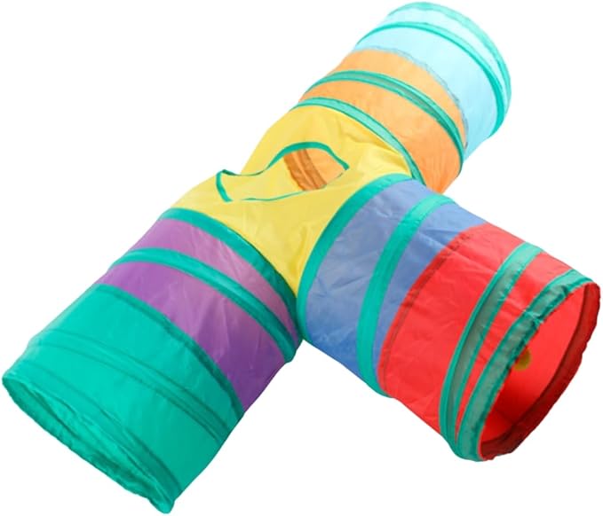 Cat Tunnel, Multi-Color 3-Way Cat Tunnels for Indoor Cats, Foldable Interactive Toy Maze for Cats, Collapsible Cat Play Tunnel with 2 Play Balls, Multi-Entry Tunel for Cats, Kitty, Puppy, Rabbit