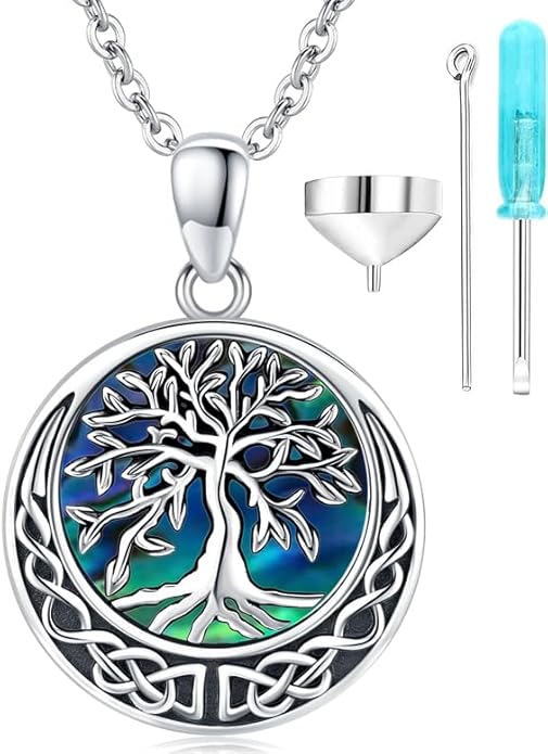 Aniu Cremation Jewelry for Ashes S925 Sterling Silver Urn Necklace Memorial Necklace for Human Ashes of Loved Ones Keepsake Pendant for Men Women