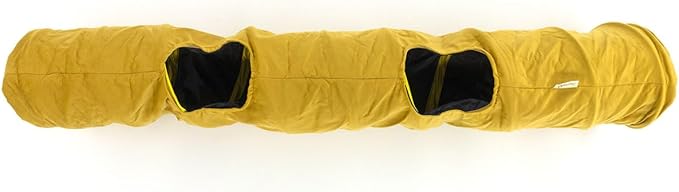 Velvet Fabric - Foldable/Collapsible - 55x8.66 Inches Cat Tunnel (Yellow)