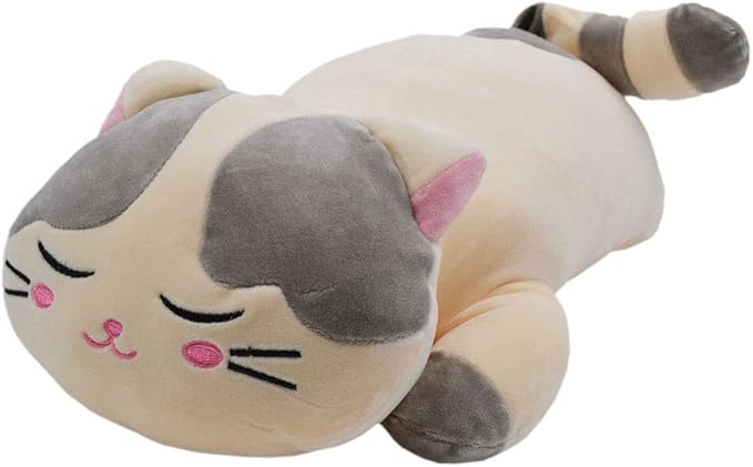 Very Soft Cat Big Hugging Pillow Plush Kitten Kitty Stuffed Animals Gray