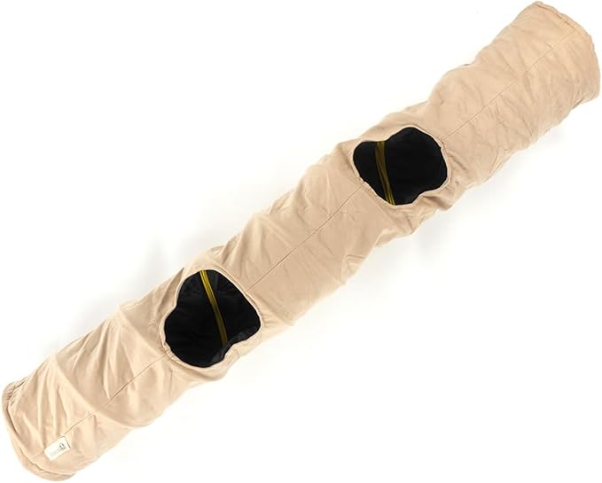 Velvet Fabric - Foldable/Collapsible - 55x8.66 Inches Cat Tunnel (Beige)