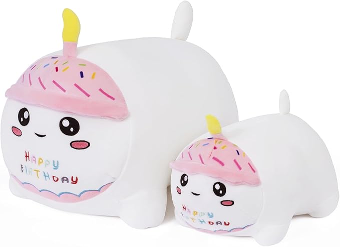 15.8'' Cat Plush Stuffed Animals Birthdays Gifts, White Cat Plush Pillow Soft Kitty Plushie, Chubby Plush Toy Birthday Gifts for Kids Girlfriend