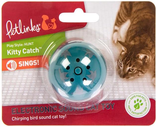 Petlinks Kitty Catch Electronic Sound Ball Cat Toy, Battery Powered - Blue, One Size