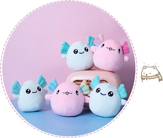 REFAHB Cute Axolotl Plush Toy, Removable Salamander Animal Stuffed Plush Pillow, Kawaii Plush Cushion Toy Game for Kids, Girls, Birthday Gift (6pcs a Bag, Pink)