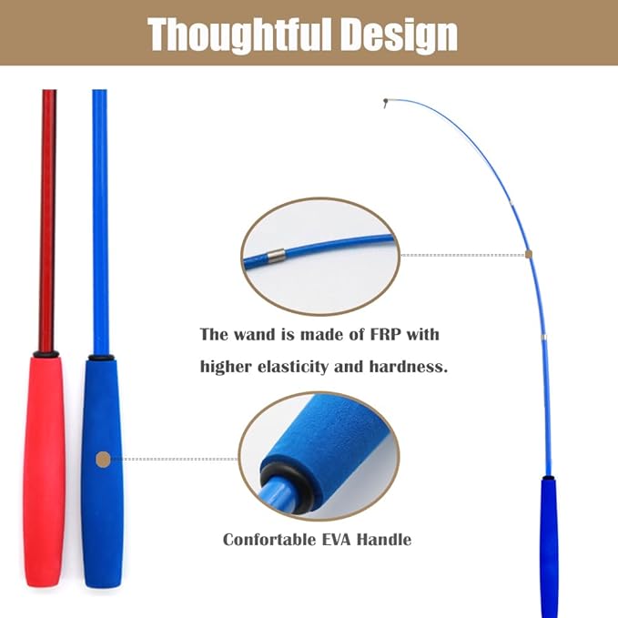 Cat Wand Toy, Interactive Cat Toys with 2 Poles & 9 Attachments Worm Feathers, Cat Feather Toy for Kitten Cat for Indoor Cats