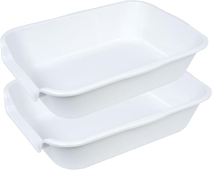 2 Pack of Extra Large Cat Litter Box (ABS Material), Low Entry Senior Litter Pen for Geriatric Kitty Big Cats, Jumbo Pet Safe Litter Boxes Tray for Indoor Pets Potty (White, 20"L x 15.5"W)