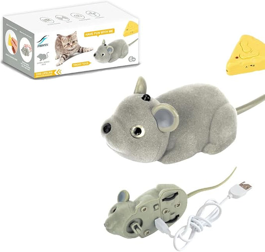 Interactive Cat Toys for Indoor Cats Remote Control Mouse Automatic Moving Cat Toy with Automatically Sense Obstacles and Escape Moving Electric Mouse Cat Toy for All Breeds Cat Boredom Exercise, Gray