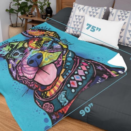 Dawhud Direct Dean Russo Rescue Dog Fleece Blanket - 75x90-Inch Dog Throw Blanket for Bed or Couch - Soft Plush Dog Print Blanket for Women, Men, and Kids - Cozy Throw Plush Blanket and Bedroom Decor