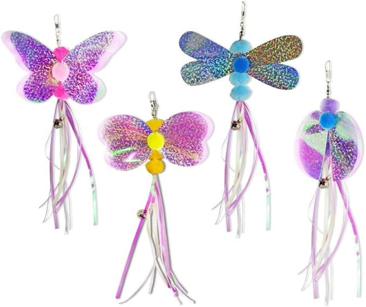 MiOYOOW 4PCS Cat Feather Toy Refills, Hanging Cat Fishing Pole Attachments Interactive Cat Teaser Toy Replacements for Cat Kitten Play Exercise