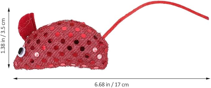 LOGOFUN 6pcs Cat Mouse Toys Plush Mouse Kitten Toys with Sequin Glitter Mouse Shaped Cat Catnip Toys for Indoor Cats Kitten Pet Supplies - Red & Yellow