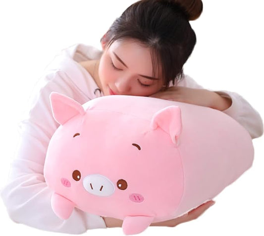 Cute Plush Pig Stuffed Squishy Animal Pig Cylindrical Body Pig Pillow,Super Soft Pig Hugging Toy Pillow Kids Kawaii Sleeping Pig Pillow Gifts for Bedding Decor or Home Decor 24-Inch