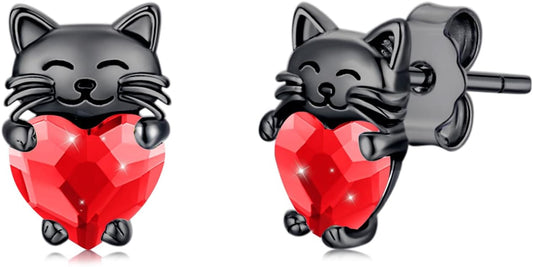 925 Sterling Silver Cat Earrings Cute Animal Kitten Stud Earrings cat Jewelry Gifts for Women Girls Hypoallergenic Earrings for Sensitive Ears